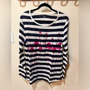 Flamingo navy and white Crown and Ivy T-shirt, size 2X